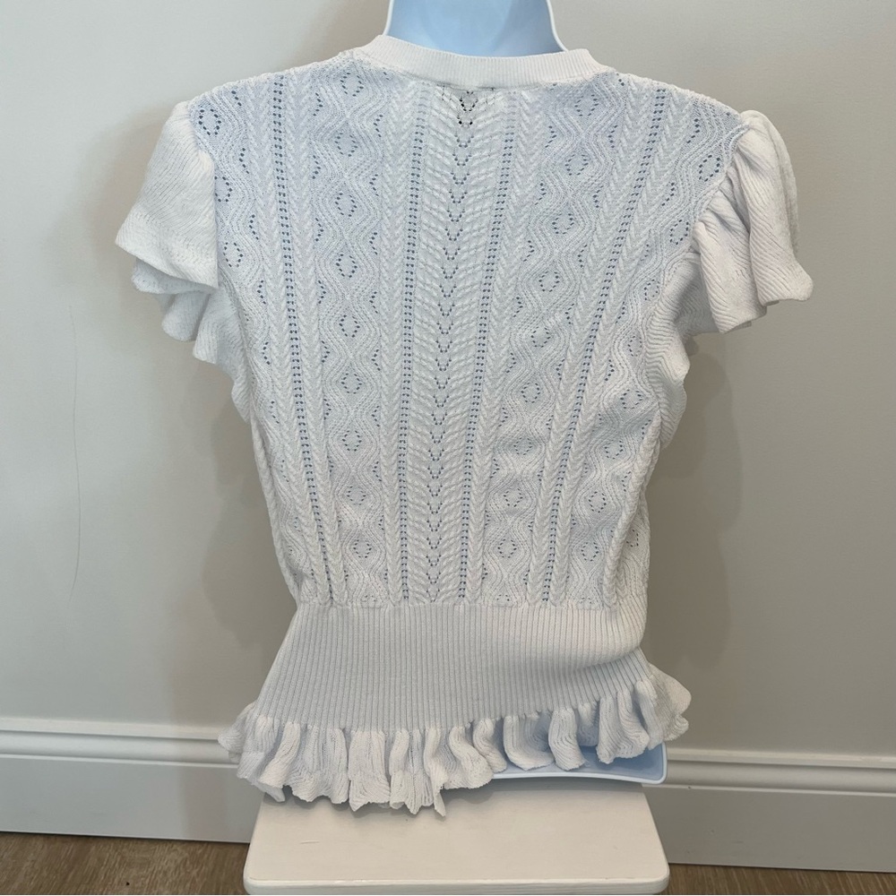 Express White Flutter Sleeve Ruffled short sleeve top - Picture 3 of 7